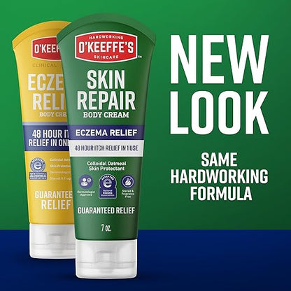 O’Keeffe’s Skin Repair Eczema Relief Body Cream, 7oz Tube (Pack of 1) – 48 Hour Itch Relief in One Use
