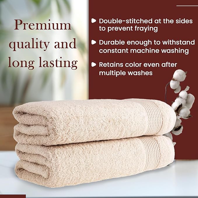 HALLEY Turkish Cotton Towels (Pack of 2) Bath Towels Super Soft Highly Absorbent 100% Cotton Towels for Bathroom and Kitchen for Mother’s Day (Ivory White)