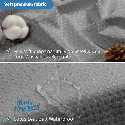 2-in-1 Waterproof Fabric Shower Curtain - No Separate Liner Needed, Hotel-Style Waffle Weave, Effortless Cleaning & Washable Bathroom Shower Curtain Set,72Wx78H,Grey