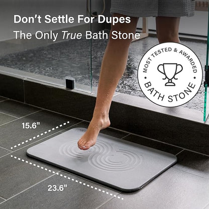 Dorai Home Bath Stone Mat 23.6"x15.4" – Quick-Dry, Non-Slip Diatomite Stone Bath Mat for Bathroom, Zen Slate