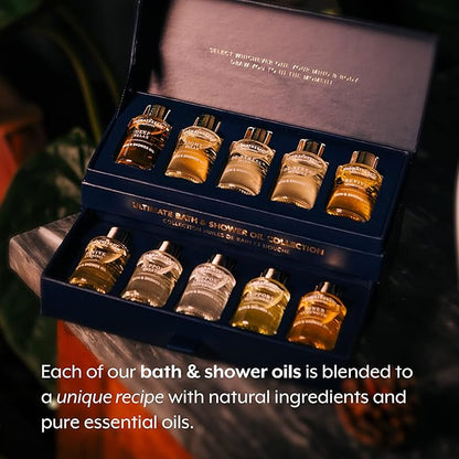 Aromatherapy Associates Essential Oil Blends – Luxury Body and Shower Oils for Dry Skin and Daily Aromatherapy, 10-Pack (0.30 fl oz Each) in Decorative Gift Box