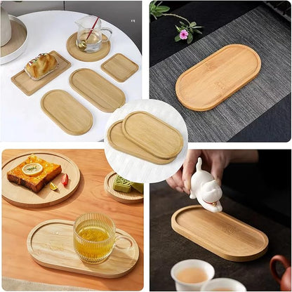 3PCS Bamboo Bathroom Trays - Suitable for The Bathroom,Kitchen,Breakfast Tray and Decorative Tray (6.88 * 3.46 in/7.68 * 3.74 in/8.46 * 4.53 in)