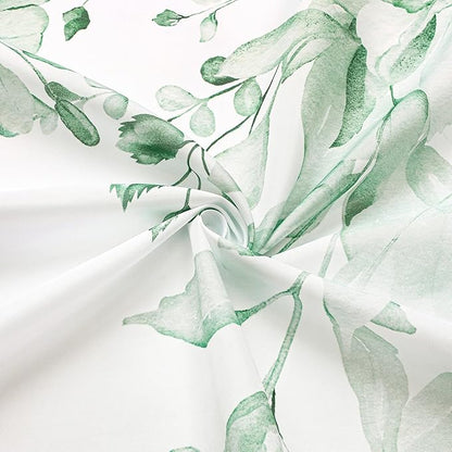 Gibelle Long Shower Curtain 72 x 78, Tall Mint Green Floral Shower Curtain for Bathroom, Watercolor Plant Eucalyptus Leaves Fabric Shower Curtain Set