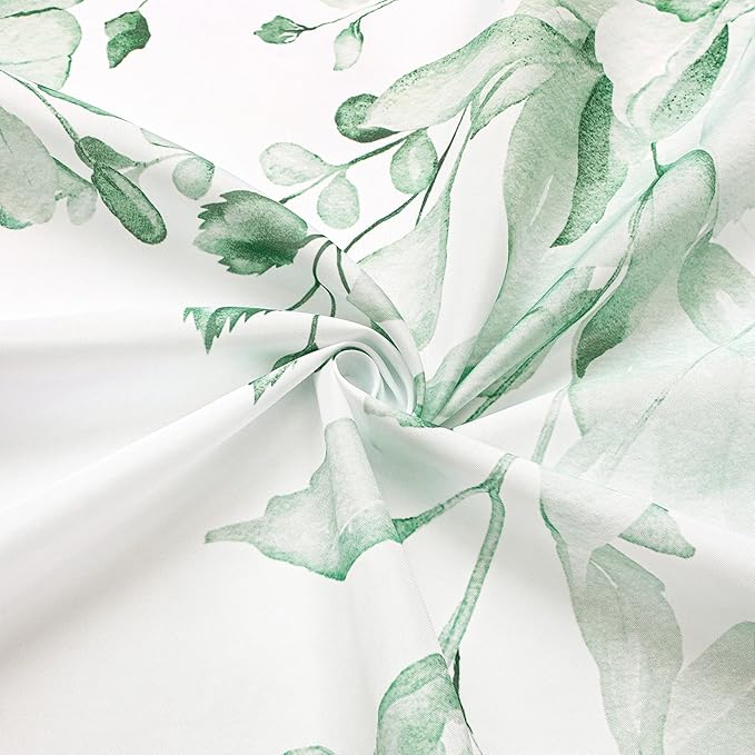 Gibelle Small Stall Shower Curtain 36 x 72, Narrow Half Mint Green Floral Shower Curtain for Bathroom, Watercolor Plant Eucalyptus Leaves Fabric Shower Curtain Set