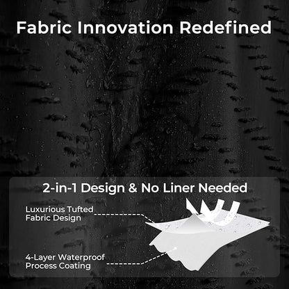 Extra Long Black Boho Shower Curtain 84 Inch Black Tufted Chevron Striped Fabric Shower Curtains for Bathroom Modern Shabby Chic Waterproof Cloth Shower Curtain Set with Hooks