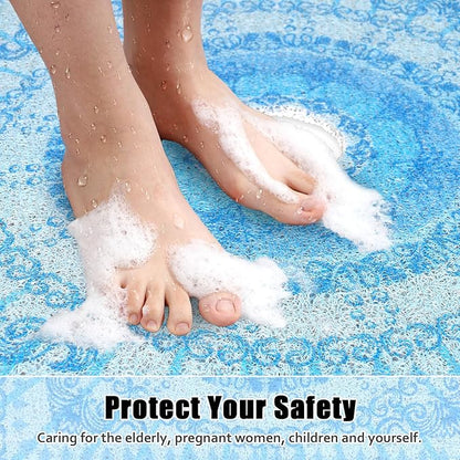 Square Shower Mat Non Slip: 31x31 Inch Extra Large Shower Floor Mat with Drain Hole in Middle - Soft PVC Loofah Bath Mat for Shower - Anti Slip Shower Stall Mat for Elderly and Kids