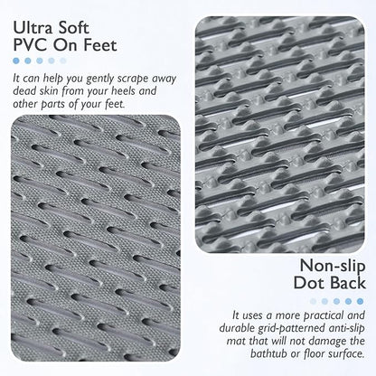 Extra Large Non-Slip Shower Mat, Fast-Dry PVC Bath Stall Tub Mat, Drain-Hole Design for Shower Stall Tub for Elderly/Kids, Non Slip Bath Mat Bathroom Safety Accessory, Gray 58"x32"