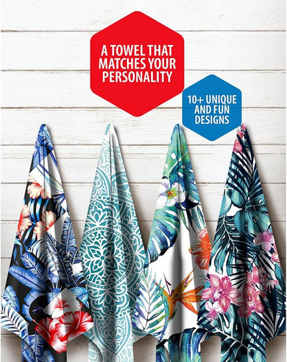 VENTURE 4TH Microfiber Beach Towel: Quick-Dry, Compact, Sand-Free, Absorbent, Sandproof and Lightweight - Perfect for Camping, Beach, and Roadtrips (Midnight Bloom Design | 35x78 inches)