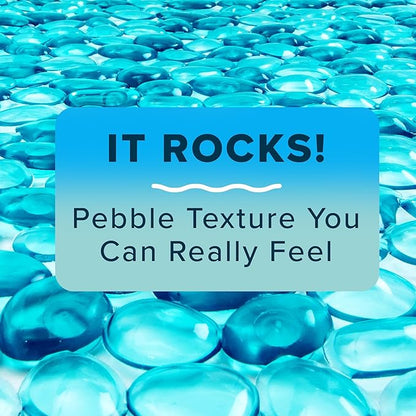 SlipX Solutions Non Slip Pebble Bath Mat for Shower & Bathtub 38x17 | River Rock Look | Accupressure | Massage Bath Mats for Tub | 188 Suction Cups | Machine Washable, Aqua Pebbles