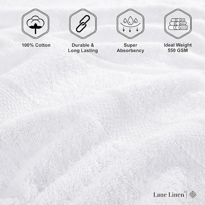 LANE LINEN 100% Ring Spun Cotton Bath Sheets - 2 Pack (35"x66") - Fade Resistant, Quick Dry & Highly Absorbent - Extra Large Bath Towels, Premium Hotel Quality Luxury Towel Sets - White Bath Towels