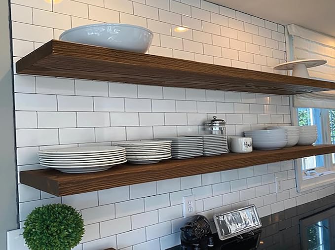 joelsantiques 72 Inch Wooden Floating Shelves for Wall - 72x10x2 in - Made of Natural Wood - Long Heavy Duty Rustic Wall Shelves for Bedroom - Perfect for Living Room, Kitchen - Medium Brown