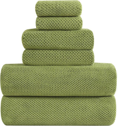 YTYC 29x59 Inch Bath Towels Set of 6 Large, Super Soft Absorbent Lint Free Microfiber Shower Towels for Bathroom 80% Polyester (Lemon Green,6 Piece)