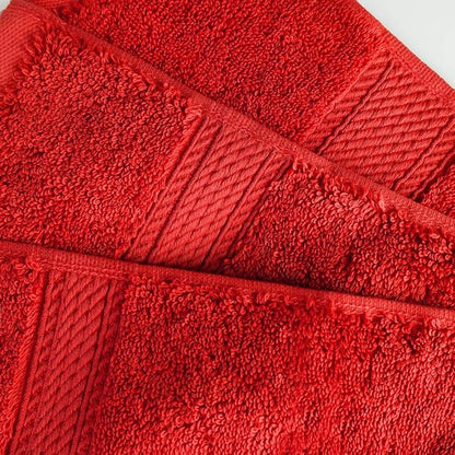 Superior Egyptian Cotton Pile 3 Piece Towel Set, Includes 1 Bath, 1 Hand, 1 Face Towel/Washcloth, Ultra Soft Luxury Towels, Thick Plush Essentials, Guest Bath, Spa, Hotel Bathroom, Red