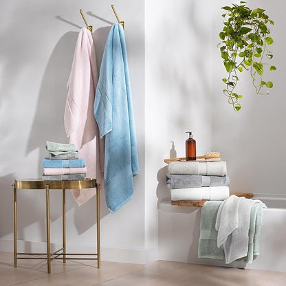 Aston & Arden Egyptian Bath Towel Set - Oversized Ultra Soft Thick & Absorbent, 100% Ringspun Egyptian Cotton Bathroom Towel for Spa, Hotel, 600 GSM, Blue