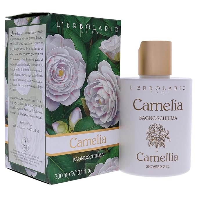L'Erbolario Shower Gel – Antioxidant-Rich Moisturizing Body Wash – Firming and Soothing Body Soap with Floral Scent for Daily Use – Camellia - 10.1 oz