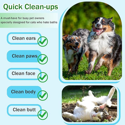 Dog Wipes Cleaning Deodorizing & Washing Gloves for Pets,Glove Wipes Pro for Dogs & Cats with Coconut Oil, Extra-Thick,Lick-Safe for Paws,Eyes,Ears&Body,Rinse-Free Waterless Bath, 3Pack,18PCS