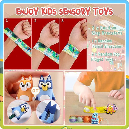 Birthday Gifts Set for Kids: Bath Bombs with Surprise Toy Inside, Bath Slime, Fidget Squishy Toys, Pop Fidget Toys, Silicone Coin Purse, Slap Bracelets, Pencil Sharpener, Relaxing Gift Set for Kids
