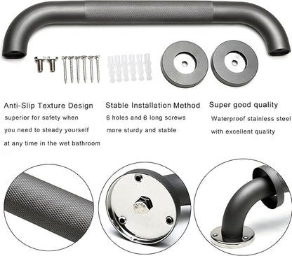 Shower Grab Bar, 2 Pack 32 Inch Gray Bathroom Grab Bar, 1.25" Diameter 304 Stainless Steel Anti-Slip Grab Bars for Bathtubs and Showers, Handicap Shower Grab Bar for Seniors Elderly
