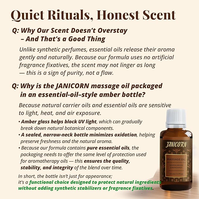 Sandalwood & Bergamot Aromatherapy Body & Massage Oil – Lightweight, Fast-Absorbing Hydration with a Woody-Citrus Essential Oil Aroma for a Refreshing Self-Care Experience, 1 fl oz / 30 ml