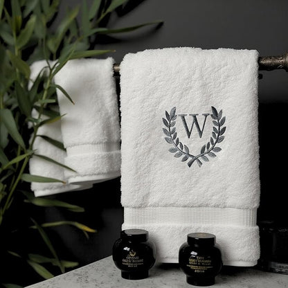 Decorative and Monogrammed Hand Towels for Bathroom Kitchen Makeup | Personalized Gift for Wedding-Bridal | Roman Font Custom Luxury Turkish Towel | Spa Collection, Oversized, 16 X 30 Inch, Set of 2