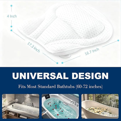 YHan 4D Air Mesh Bath Pillow for Tub - Soft Neck & Back Support with Non-Slip Suction Cups, Relaxing Spacer Mesh Material, Spa Accessories Gift