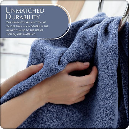 MAURA Basics Hand Towels for Bathroom with Hanging Hook Loops. Soft, Durable, Long Lasting and Absorbent Hand Towel Sets for Bathroom, American Standard Size 16"x28", Denim Blue