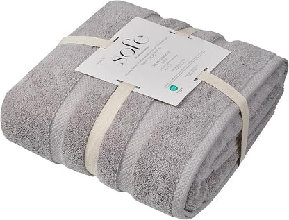 SOFE H&L | Olea Luxury Turkish Cotton Bath Towel Set of 1 : 1 Jumbo Bath Towel Cool Gray | Premium, Soft, Durable, Absorbent | XL Bath Towels Oversized