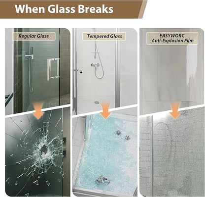 Bathtub Shower Door Frameless, 55-60" W x 60" H Sliding Tub Shower Door, 1/4''(6mm) SGCC Tempered Glass with Explosion-Proof Film Nano Coating, Stainless Steel Hardware, Brushed Nickel
