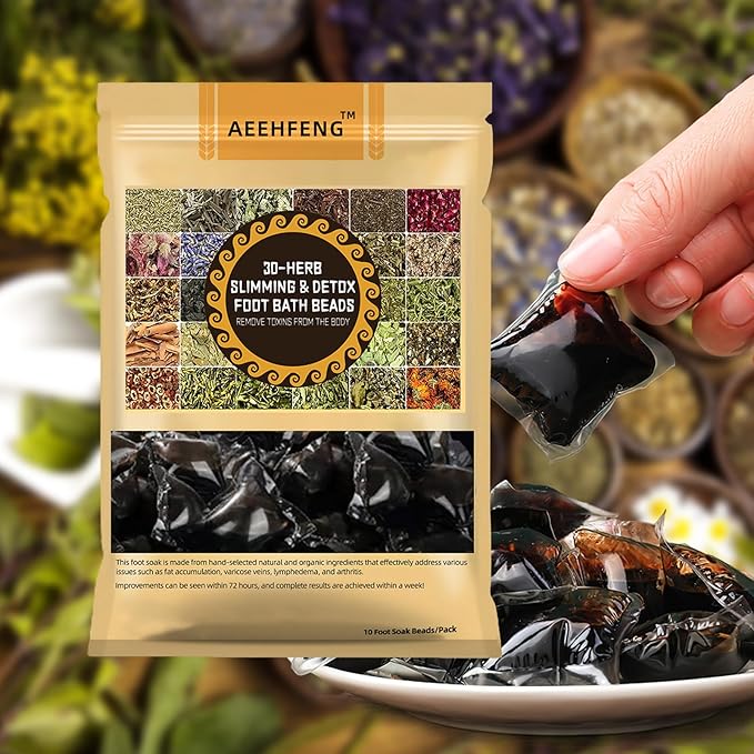 30-Herb Detox Foot Bath Beads, Professional Herbal Detox Foot Soak Beads, Detox and Shaping Cleansing Foot Soak for Men and Women (3 PCS)