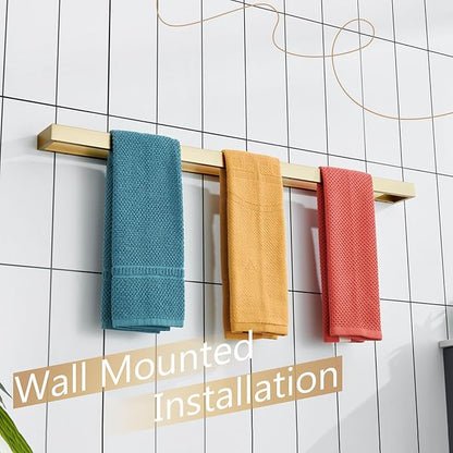 KOKOSIRI Towel Bar Brushed Gold Bath Towel Holder 32 Inch Kitchen Towel Hanger Rack Stainless Steel Bathroom Hardware Wall Mounted, 1 Pack B4008BG-L32