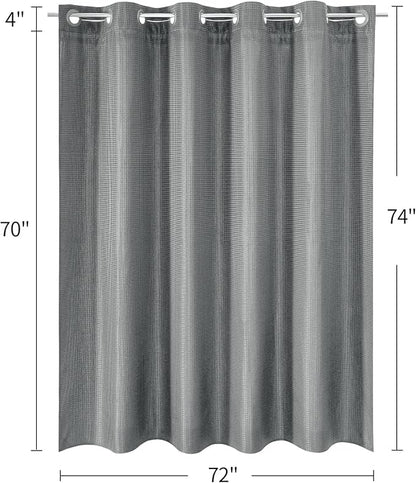 MitoVilla Black Waffle Long Shower Curtain Liner Set 72 x 80, No Hooks Required 80 inch Long Heavyweight Fabric Shower Curtain Set with Snap-in Liner for Hotel Grade Spa-Like Bathroom Decor