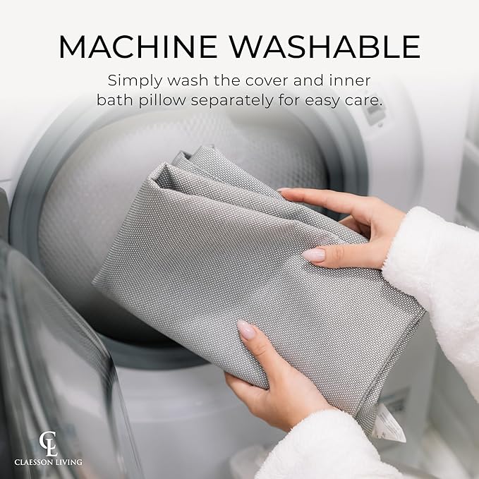 Luxury Bath Pillow for Tub - Thick and Comfortable Bathtub Pillow Support for Head and Neck and Back - Washable Quick-Drying Bath Pillows - Bath Cushion for Home Spa - Fits Any Bathtub - Light Gray