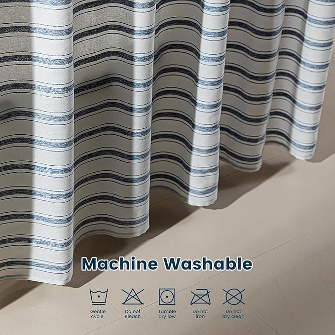 SLEEP ZONE Shower Curtain Liner, Waffle Shower Curtains for Bathroom, Heavy Duty Thick Fabric Shower Curtains - 285GSM Luxury Weighted Polyester Bath Curtain, 72" × 78" (Blue)