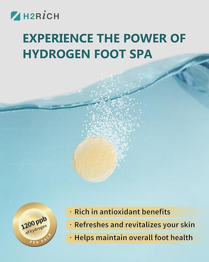 Hydrogen Foot Soak Effervescent Tablets 10 Pack | Ginger & Mugwort Herb Foot Bath, Relaxing Spa Pedicure Care | Improves Circulation, Soothes Tired Feet, Softens Calluses, Controls Odor