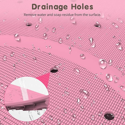 Bathtub Mat Non Slip, Shower Mat for Kids with Natural Rubber no Plastic Smells, Baby Bath Mat for Tub Non Slip with Strong Suction Cups, 30"x18", PVC-Free, Safe Comfortable Fun for Kids, Pink