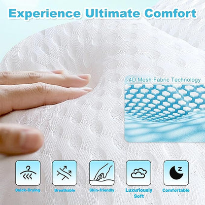 Bath Pillows for Tub, Ergonomic Bathtub Pillow for Head, Neck & Back Support, Soft Spa Cushion Washable with 4D Mesh & Non-Slip Suction Cups, Relaxing Hot Tub Accessories & Spa Gifts for Women and Men