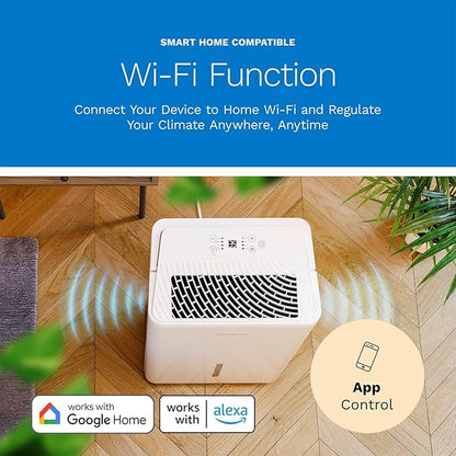 hOmeLabs Dehumidifier - Advanced Humidity & Moisture Control, Quiet, Efficient, Auto Shut-off, Ideal for Home, Basement, Office - 4,500 Sq Ft Wi-Fi (32 Pint MAX 80 Pint at 95°F, 90% RH)