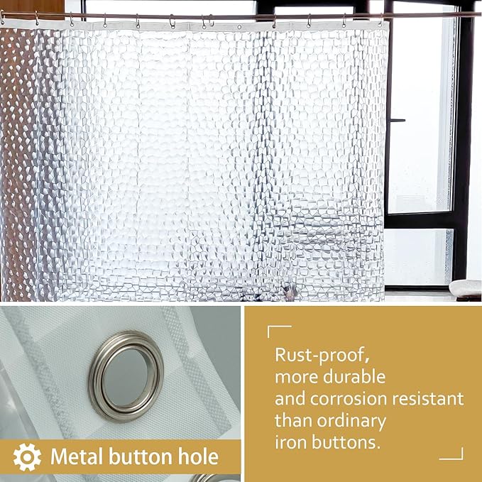 NTBAY EVA Clear Shower Curtain with Water Cube, Water-Repellent Liner with 3 Magnets for Bathroom, 72x84 Inches