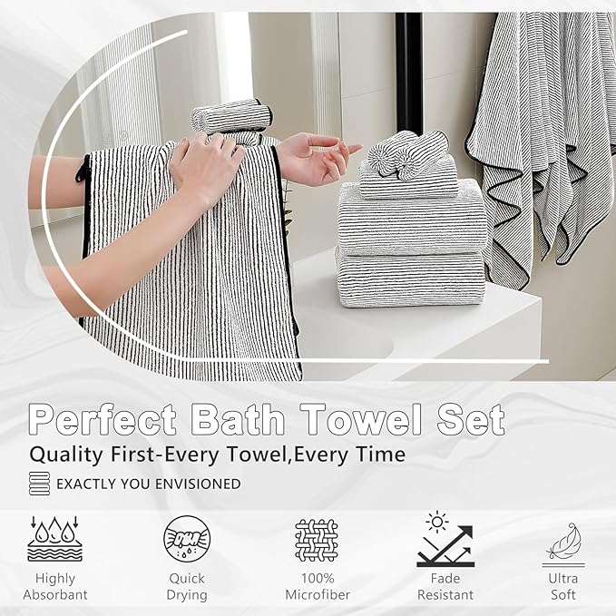 2-Pack Microfiber Bath Towels (27x54 Inches) - Ultra Soft & Quick Dry, 3X Absorbency, Lightweight for Gym, Yoga, Travel & Spa - Perfect for Home, Fitness & Post-Workout,