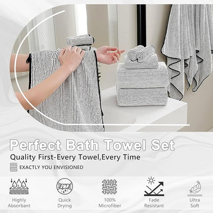 2-Pack Microfiber Bath Towels (27x54 Inches) - Ultra Soft & Quick Dry, 3X Absorbency, Lightweight for Gym, Yoga, Travel & Spa - Perfect for Home, Fitness & Post-Workout,