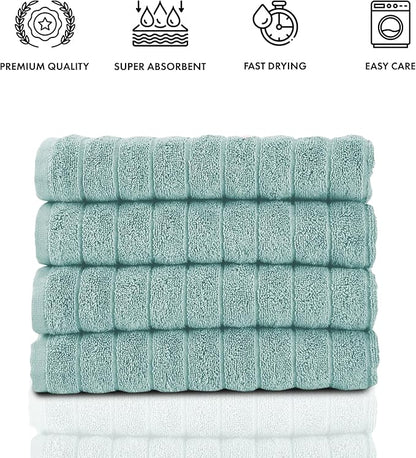 Classic Turkish Towels CTT Luxury Hand Towels for Bathroom Set of 4, 100% Turkish Cotton, Quick Dry & Comfy Towels for Hotel & Spa, Highly Absorbent | 20"x32" (Spa Green)