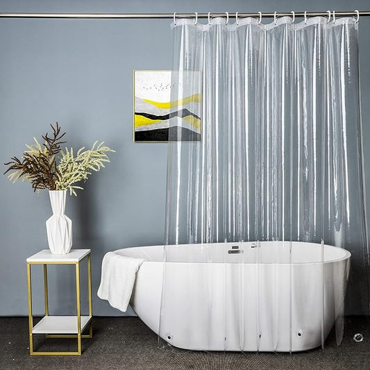 UFRIDAY Clear Shower Stall Curtain Liner 54 x 72inch, EVA Waterproof Weighted Clear Shower Liner with Magnets,Narrow Small Shower Curtain Liner 54 inch Wide for Bathroom or Window
