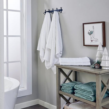 SKL Home Christmas/Winter Subtle Snowflakes Hand Towel 2pc Set for Bath/Kitchen/Bar & Gift, White