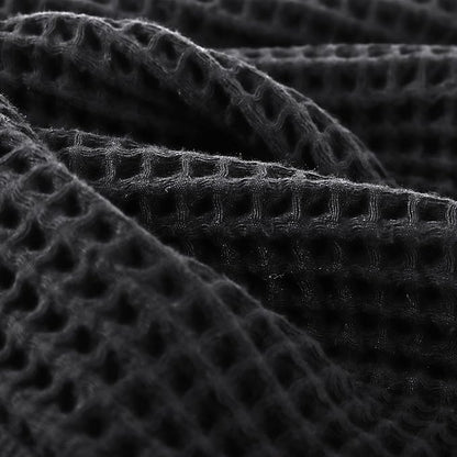 PÜSKÜL Organic Waffle Kitchen Towel 100% Turkish Cotton Set of 3 Dark Gray - Premium Quality, Soft, Quick-Dry, Absorbent, Lint-Free Hand Towels 32X16 Inches (3, Dark Gray)