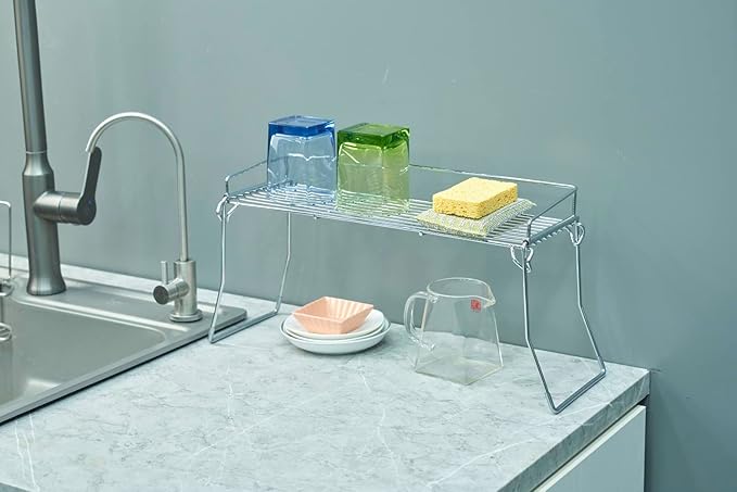 Metal The Sink Vanity Organizer 2 Pack, Bathroom or Kitchen Sink Organizer, Feminine Products Organizer (2 Chrome)