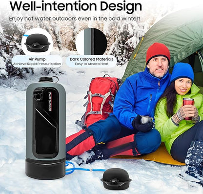 3 Gallon Portable Pressure Camp Shower with Air Pump & Detachable Shoulder Strap, Outdoor Showers for RV Camping Hiking