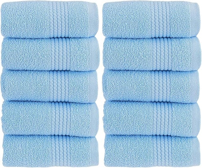 HALLEY Turkish Cotton Towels (Pack of 10) Washcloths Super Soft Highly Absorbent 100% Cotton Fingertip Towels for Bathroom and Kitchen for Mother’s Day (Powder Blue)
