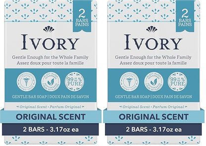 Ivory Gentle Bar Soap Original Scent 3.17 Oz., 2 Count (Pack of 2)