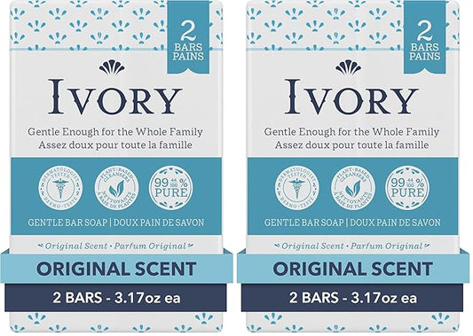 Ivory Gentle Bar Soap Original Scent 3.17 Oz., 2 Count (Pack of 2)