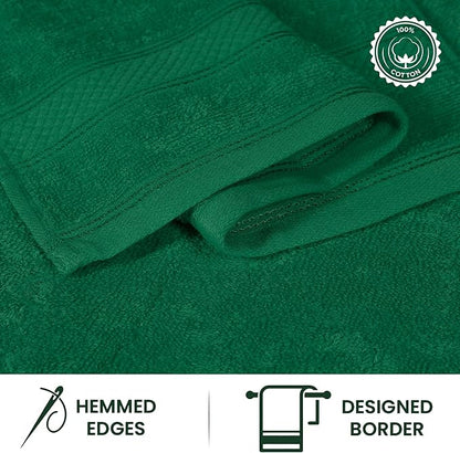 Casa Lino 100% Cotton Hand Towels for Bathroom - Soft, Highly Absorbent & Quick Dry Kitchen Towels - Gym Towel Set - Travel Towel Set - 24" x 16" - Pack of 4 - (Green)